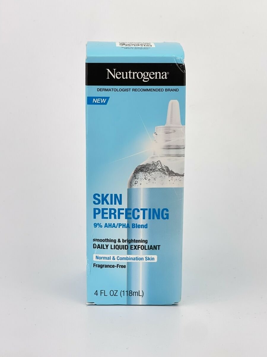 Neutrogena Skin Perfecting Liquid Face Exfoliant Normal/Combination | AHA/PHA Blend | Smoothing and Brightening Toner - 4oz/118ml (Slightly Rough Paper Pack - See last picture) - Ome's Beauty Mart