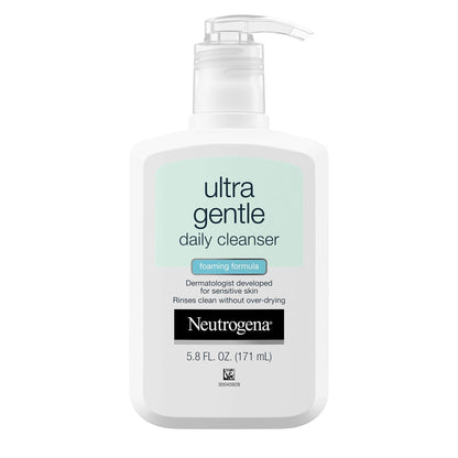 Neutrogena Ultra Gentle Foaming Facial Cleanser, Hydrating Face Wash for Sensitive Skin, 5.8 fl.oz/171ml - Ome's Beauty Mart