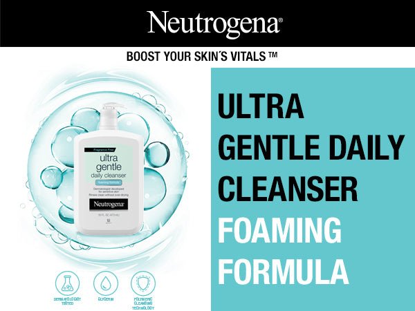 Neutrogena Ultra Gentle Foaming Facial Cleanser, Hydrating Face Wash for Sensitive Skin, 5.8 fl.oz/171ml - Ome's Beauty Mart