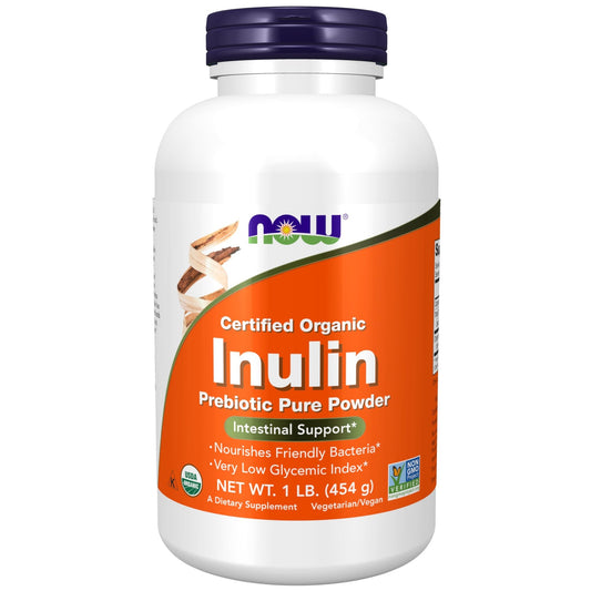 NOW Inulin Prebiotic Powder | Soluble Fibre | Intestinal Support | 162 Servings | 16oz / 454g Exp 02/2027 - Ome's Beauty Mart