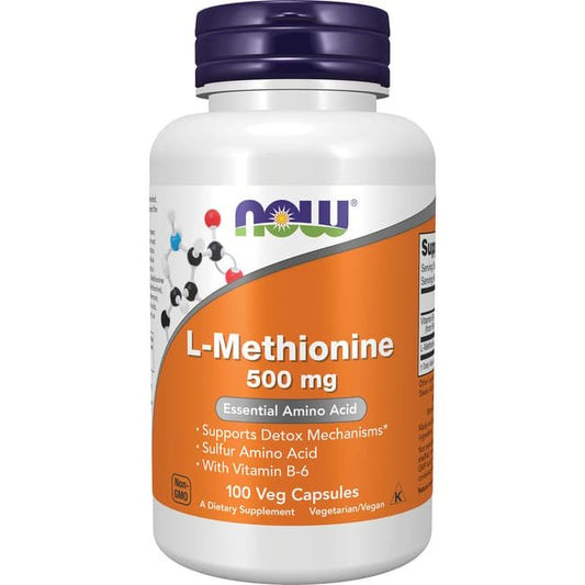 NOW L - Methionine 1000mg with Vitamin B - 6 | Essential Amino Acid | Supports Detox Mechanisms | Supports Healthy Joints | 100 Capsules Exp 03/2029 - Ome's Beauty Mart