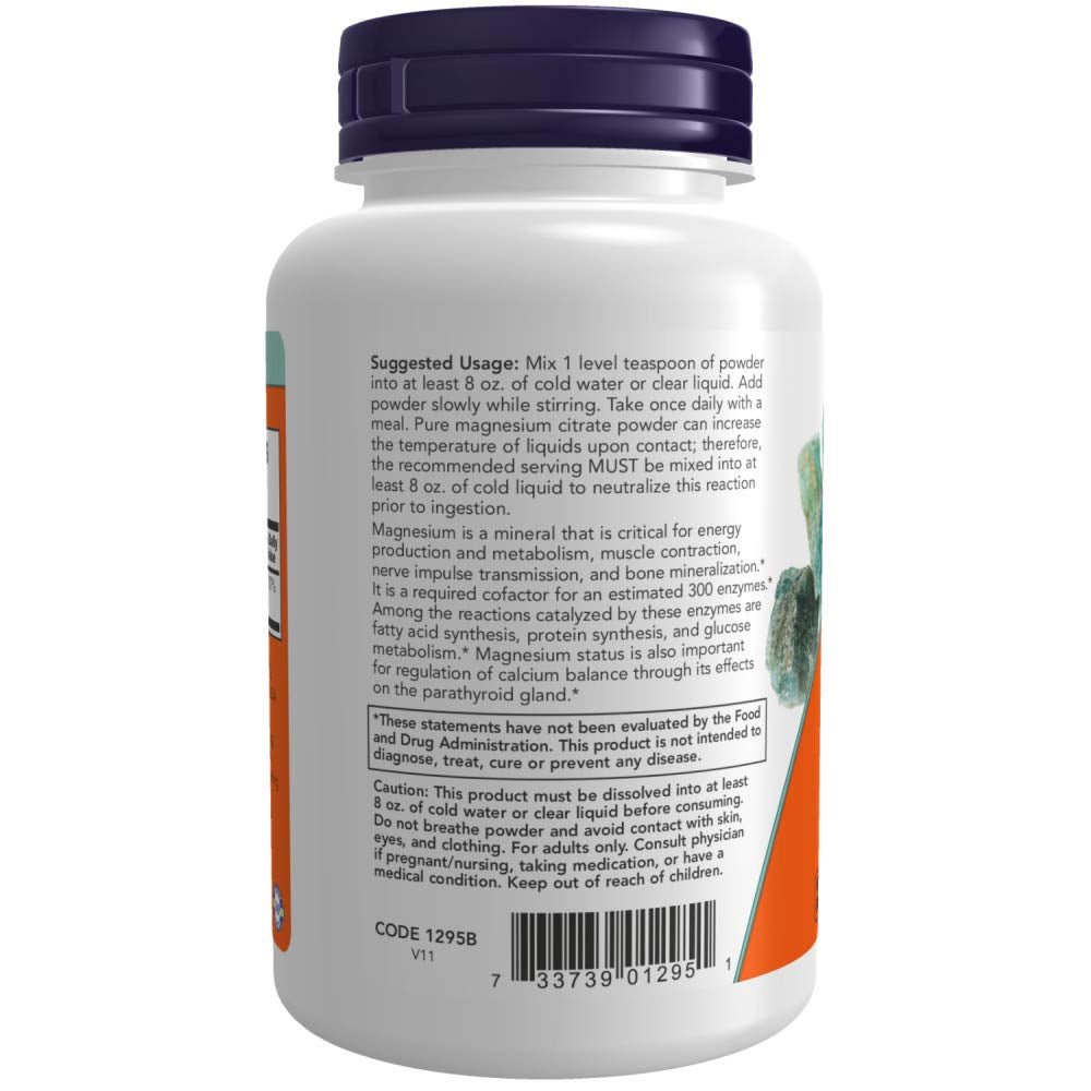 Now Magnesium Citrate Powder | 3000mg Per Serving | 75 Servings per Container | 8oz/227g Exp 11/2028 - Ome's Beauty Mart