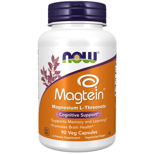 NOW Magtein™ Magnesium L - Threonate | Cognitive Support | Promotes Brain Health, Supports Memory and Learning | 90 Veg Capsules Exp - Ome's Beauty Mart