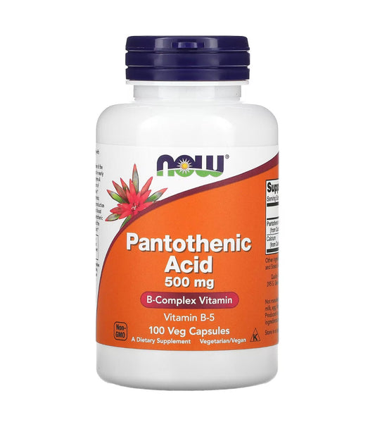 Now Pantothenic Acid 500mg (Vitamin B - 5) 100 Capsules Exp 03/2027 - Ome's Beauty Mart