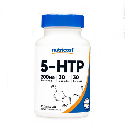 Nutricost 5 - HTP (5 - hydroxy L - tryptophan) 200mg | Promotes Healthy Sleep | 30 Capsules Exp 07/2027 - Ome's Beauty Mart