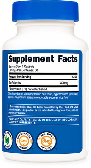 Nutricost Benfotiamine 300mg | Improves Sugar Metabolism & Nerve Function | 30 Capsules Exp 12/2027 - Ome's Beauty Mart