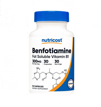 Nutricost Benfotiamine 300mg | Improves Sugar Metabolism & Nerve Function | 30 Capsules Exp 12/2027 - Ome's Beauty Mart
