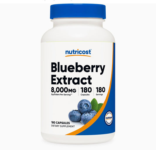 Nutricost Blueberry Extract 8000mg Extra Strength | 160mg 50:1 Extract | 180 Capsules Exp 05/2027 - Ome's Beauty Mart