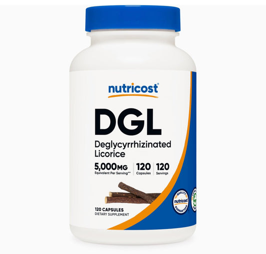 Nutricost DGL Deglycyrrhizinated Licorice 5,000mg | Digestive Support | 120 Capsules Exp 03/2027 - Ome's Beauty Mart