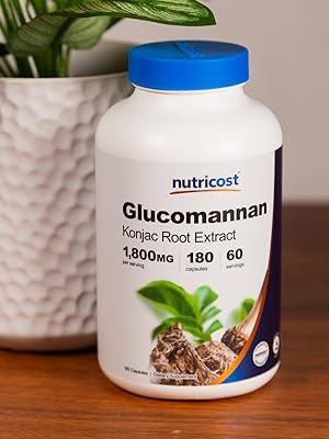 Nutricost Glucomannan 1,800mg Per Serving | Konjac Root Extract | Natural Fiber Source | 180 Capsules Exp 02/2027 - Ome's Beauty Mart