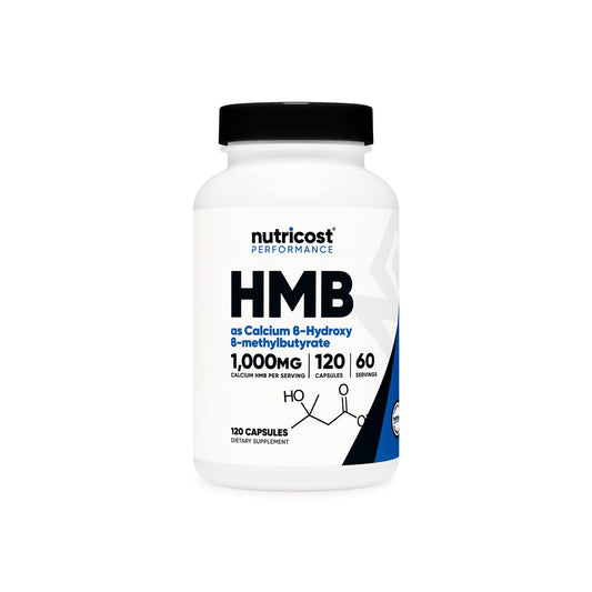 Nutricost Hydroxy Beta - Methylbutyrate HMB 500mg | Increases Muscle Mass | Enhances Musculoskeletal Strength | 120 Capsules Exp 01/2027 - Ome's Beauty Mart