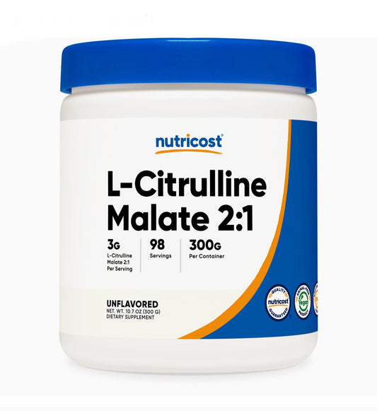 Nutricost L - Citrulline Malate 3g Powder | Supports Protein Metabolism | 98 Servings | Healthy Immune System Function | 10.7oz (300g) Exp 02/2027 - Ome's Beauty Mart