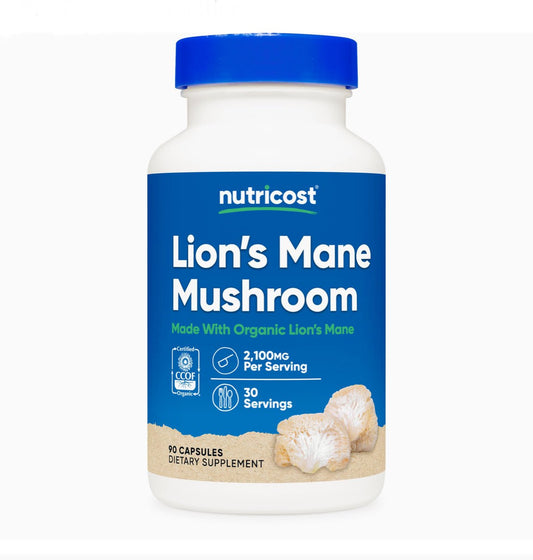 Nutricost Lion's Mane Mushroom Capsules 2100mg | 700mg per Capsule | Supports Brain Health | 90 Capsules Exp 03/2027 - Ome's Beauty Mart