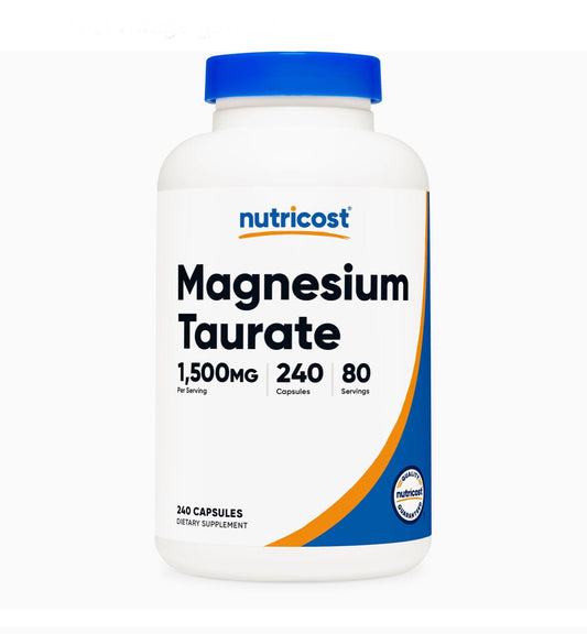 Nutricost Magnesium Taurate 1,500mg | 80 Servings | 240 Capsules Exp 04/2027 - Ome's Beauty Mart