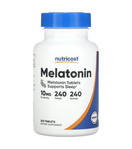 Nutricost Melatonin 10mg | 100% Drug - free Sleep Aid | 240 Tablets Exp 07/2027 - Ome's Beauty Mart