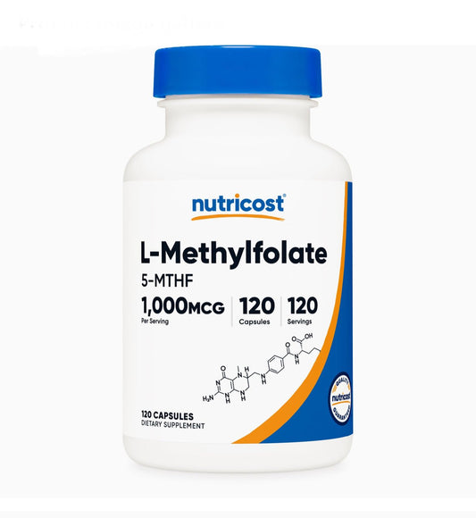 Nutricost Methyl folate 5 - MTHF (Vitamin B9) 1000mcg - 120 Capsules Exp 02/2027 - Ome's Beauty Mart