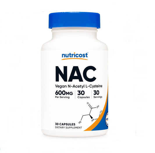 Nutricost NAC N - Acetyl L - Cysteine 600mg | Supports Immune System and Liver Health | Fights Free Radicals | 30 Capsules Exp 07/2027 - Ome's Beauty Mart