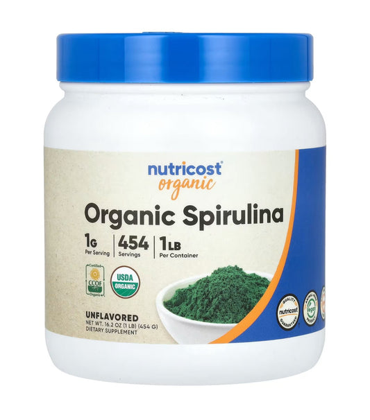 Nutricost Organic Spirulina 1000mg Powder - Pure | 454 Servings - Over 1 year Supply | 454g/1lb Exp 11/2026 - Ome's Beauty Mart