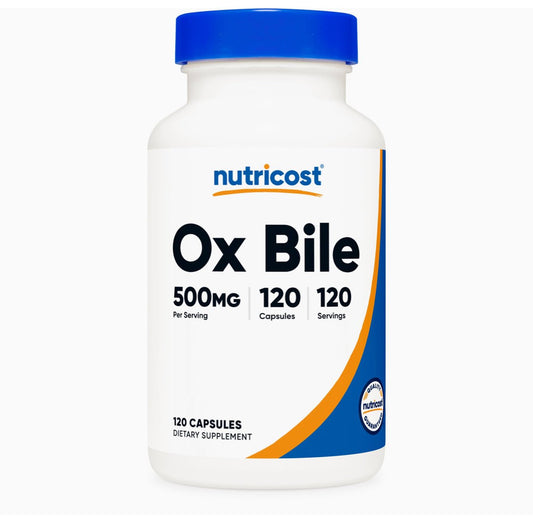 Nutricost Ox Bile Capsules 500mg 120 Capsules Exp 01/2027 - Ome's Beauty Mart