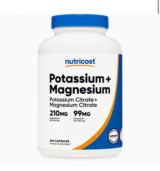 Nutricost Potassium 99mg + Magnesium Citrate 210mg - 240 Capsules Exp 6/2027 - Ome's Beauty Mart