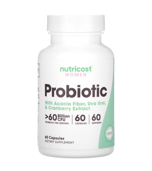 Nutricost Probiotics for Women 60 Billion CFU Complex with Acacia Fiber, Uva Ursi, & Cranberry Extract | 60 Servings | 60 Capsules Exp 03/2026 - Ome's Beauty Mart