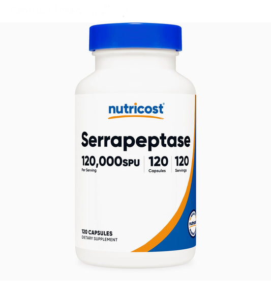 Nutricost Serrapeptase 120,000 SPU | 120,000 per Capsule | 120 Servings | 120 Capsules Exp 07/2027 - Ome's Beauty Mart