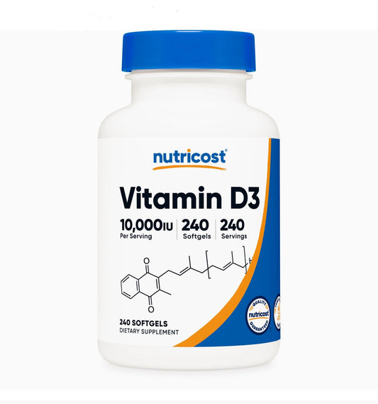 Nutricost Vitamin D3 10,000iu (250mcg) | 240 Servings | 240 Softgels Exp 08/2027 - Ome's Beauty Mart