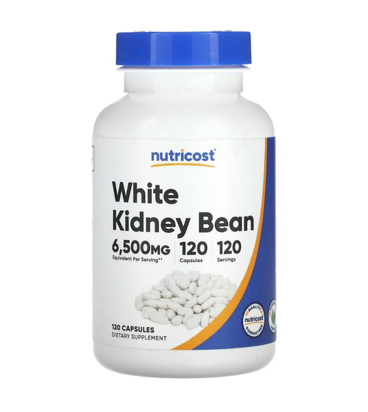 Nutricost White Kidney Bean Capsules 6500mg | Carb Controller | Weight Management | Neutralizes Alpha - Amylase | 120 Capsules Exp 04/2027 - Ome's Beauty Mart