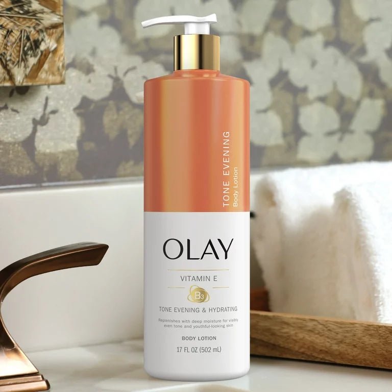 Olay Tone Evening & Hydrating Body Lotion With Vitamin E | Evens out Skin Tone | 17oz/502ml - Ome's Beauty Mart