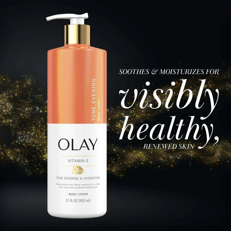 Olay Tone Evening & Hydrating Body Lotion With Vitamin E | Evens out Skin Tone | 17oz/502ml - Ome's Beauty Mart