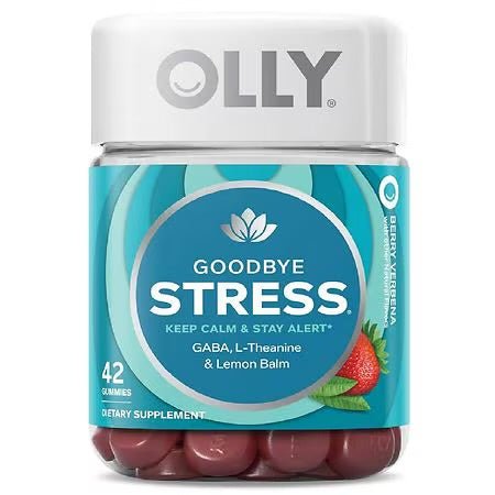 OLLY Goodbye Stress Gummy | GABA, L-Theanine, Lemon Balm | Stress Relief Supplement | Berry Flavor - 42 Gummies Exp 02/2025 - Ome's Beauty Mart