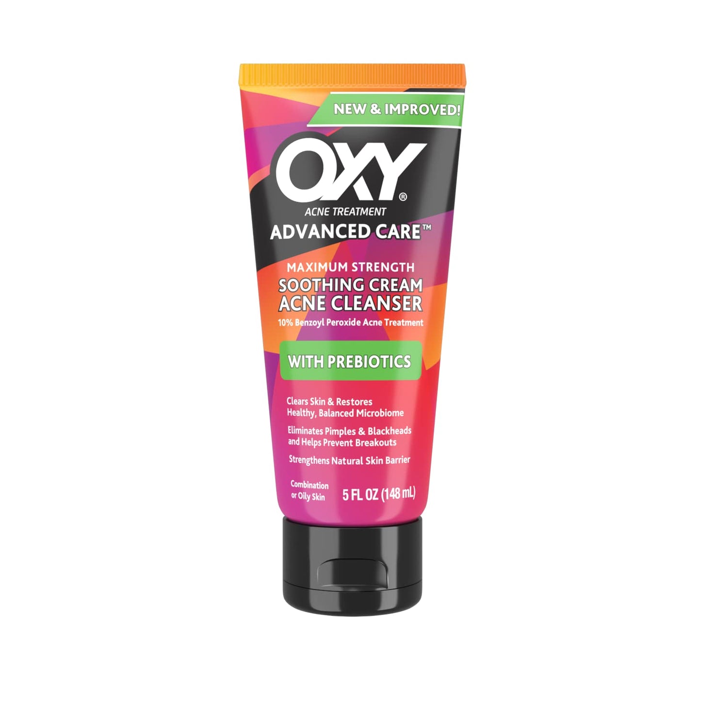 OXY Acne Treatment Soothing Cream Acne Cleanser with Prebiotics | 10% Benzoyl Peroxide | Maximum Strength Benzoyl Peroxide Face Wash | 5fl.oz/148m Exp 10/2025 - Ome's Beauty Mart