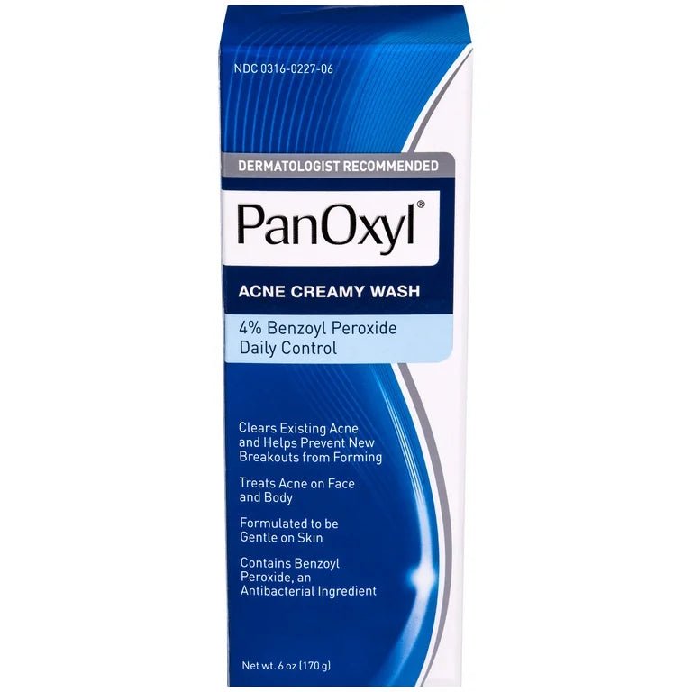 PanOxyl Acne Creamy Wash Daily Control 4% Benzoyl Peroxide | Face & Body | All Skin Types | 6oz Exp 01/2026 - Ome's Beauty Mart