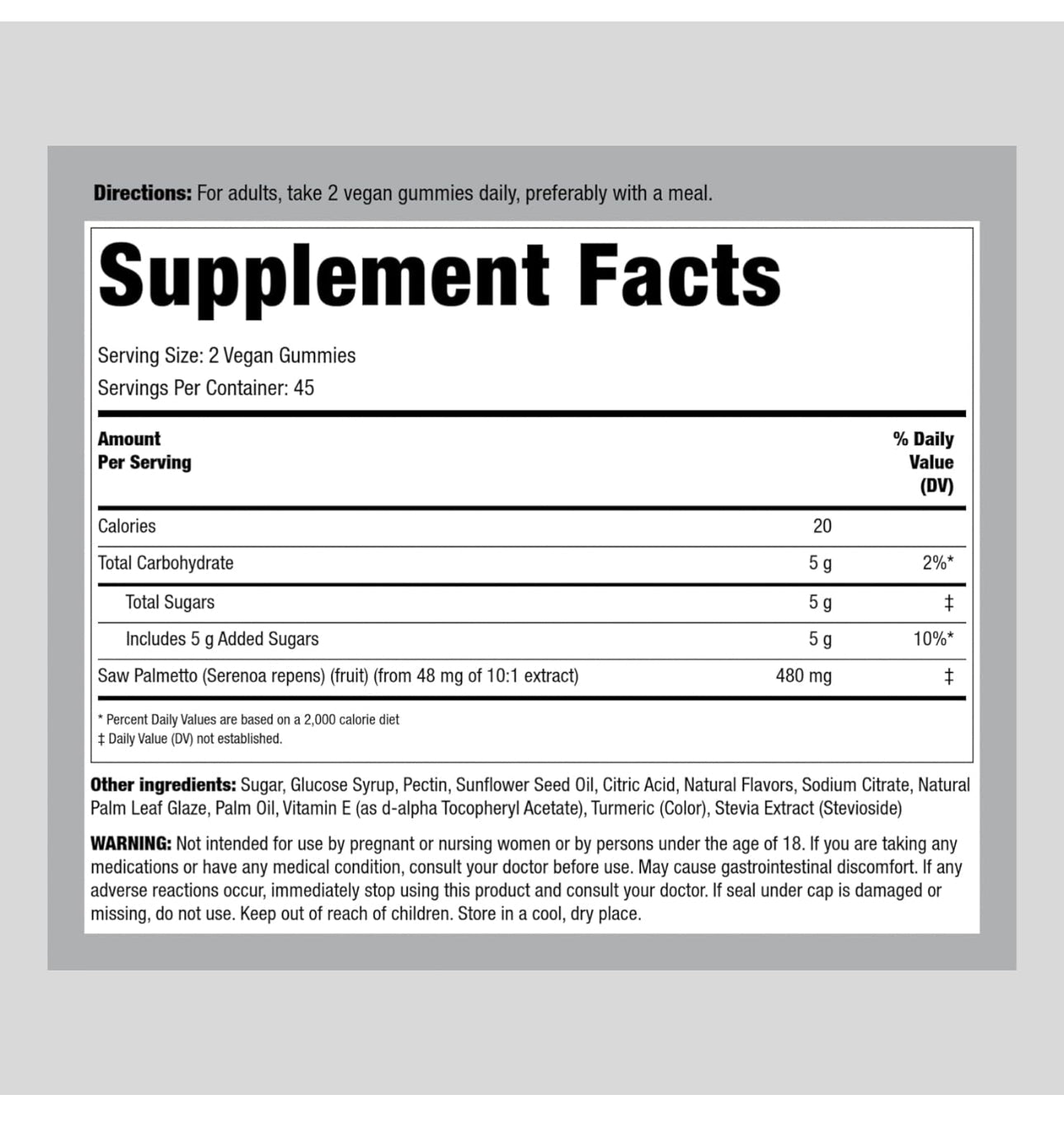 Piping Rock Saw Palmetto Gummies | 480mg | Lemon Flavor | 90 Gummies Exp 04/2025 - Ome's Beauty Mart