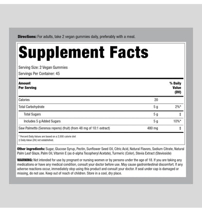 Piping Rock Saw Palmetto Gummies | 480mg | Lemon Flavor | 90 Gummies Exp 04/2025 - Ome's Beauty Mart