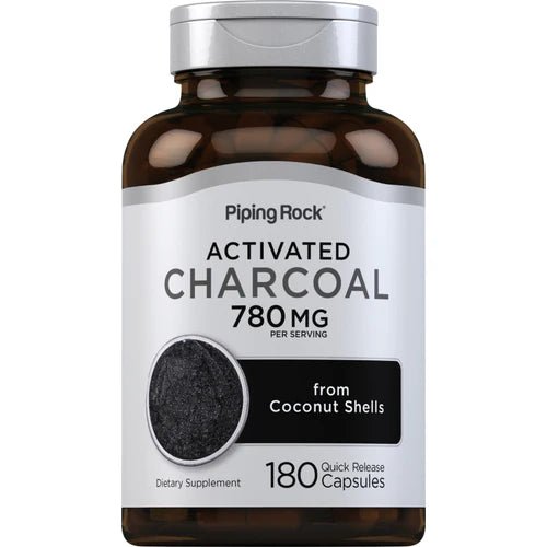 PipingRock Activated Charcoal 780 mg | Cleanse & Detox | Purifying Detox Pills | 180 capsules Exp 05/2026 - Ome's Beauty Mart