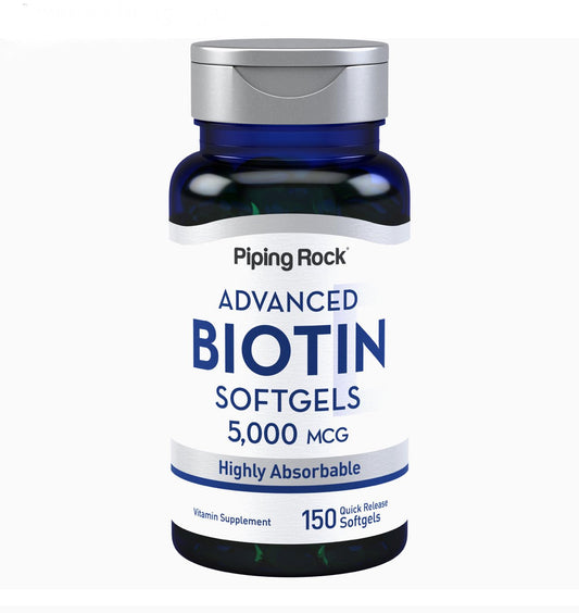 PipingRock Biotin 5000mcg | Highly Absorbable | 150 Quick Release Softgels Exp 04/2027 - Ome's Beauty Mart