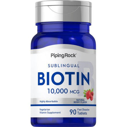 PipingRock Sublingual Biotin 10,000 mcg | 90 Fast Dissolve Tablets Exp 11/2026 - Ome's Beauty Mart