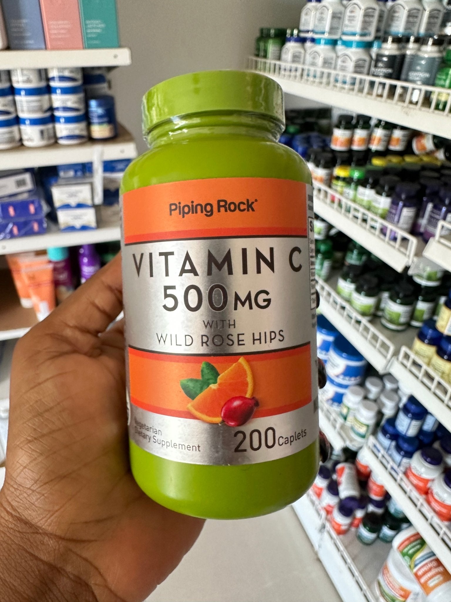 PipingRock Vitamin C 500 mg with Wild Rose Hips | 200 Caplets Exp 12/2026 - Ome's Beauty Mart