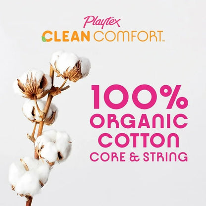 Playtex Clean Comfort Organic Cotton Core Tampons Multipack (14 Regular / 14 Super Absorbency) | Fragrance - Free | 28 Tampons - Ome's Beauty Mart