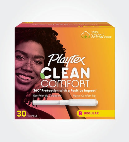 Playtex Clean Comfort™ Organic Cotton Core Tampons - Regular Absorbency - 30 Regular Tampons - Ome's Beauty Mart