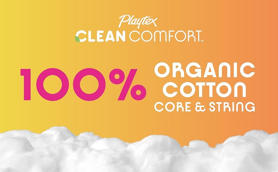 Playtex Clean Comfort Organic Cotton Core Tampons - Super Absorbency | Fragrance - Free | 30 Super Tampons - Ome's Beauty Mart