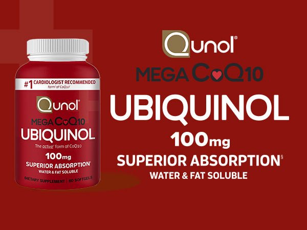 Qunol Mega Ubiquinol 100mg | Superior Absorption | Active form of Coenzyme Q10 (CoQ 10) | 60 Softgels Exp 10/27 - Ome's Beauty Mart