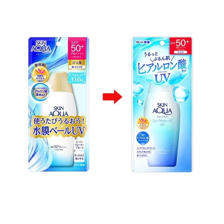 Rohto Skin Aqua UV Super Moisture Gel SPF 50+ PA++++ Sunscreen 110g (With Pump) New Version - Ome's Beauty Mart