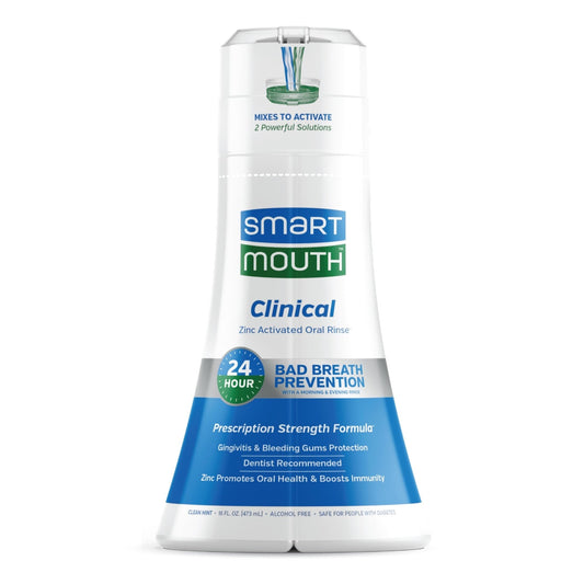 SmartMouth Zinc Activated Dual - Solution Oral Breath Rinse Mouthwash Prescription Strength DDS | Safe for People with Diabetes | For Adults Only | Clean Mint - 16oz/473ml Exp 03/26 - Ome's Beauty Mart