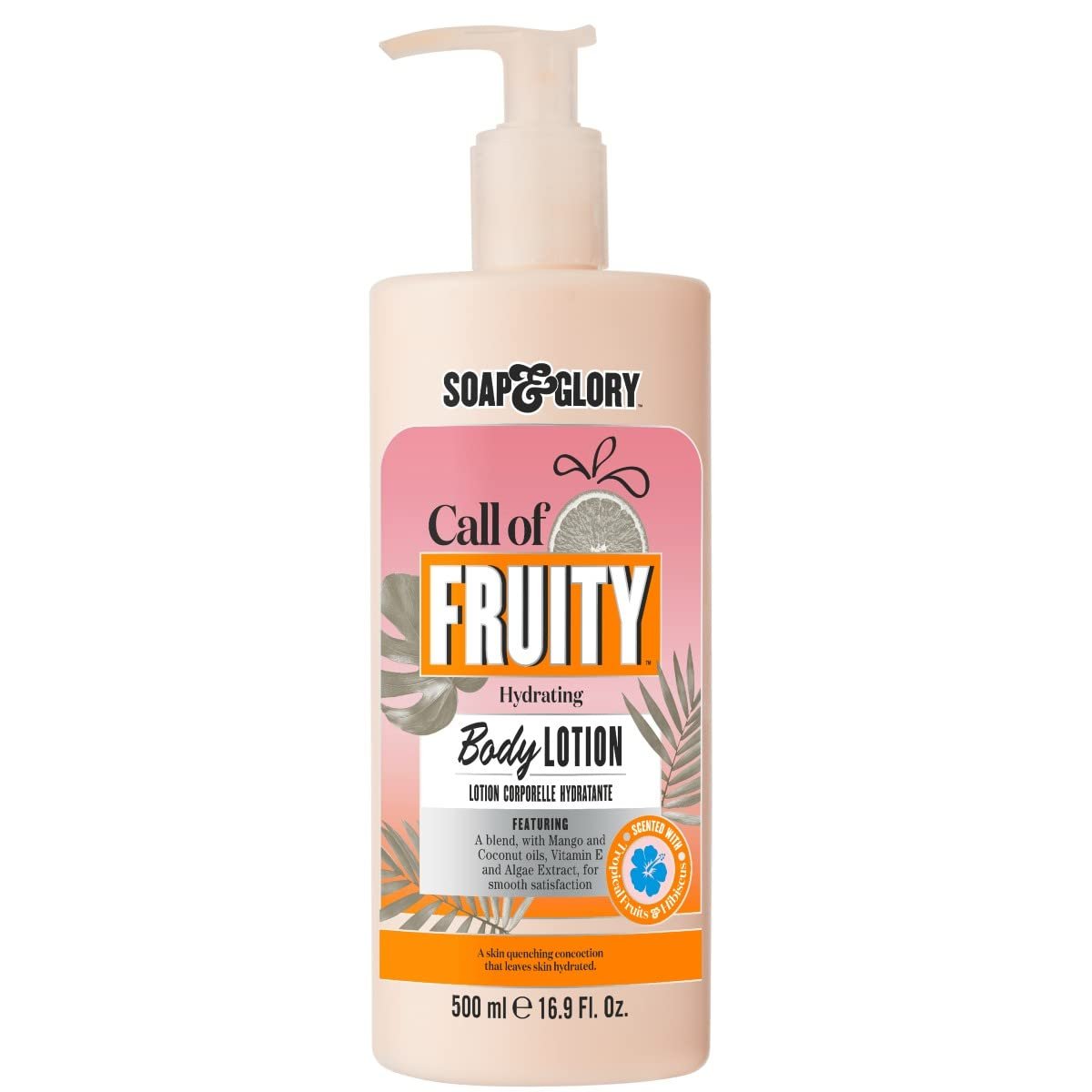 Soap & Glory Call of Fruity Body Lotion - with Vitamin E, Coconut Oil & Aloe Extracts, Tropical Fruits, Juicy Melon & Hibiscus - 16.9oz/500ml - Ome's Beauty Mart