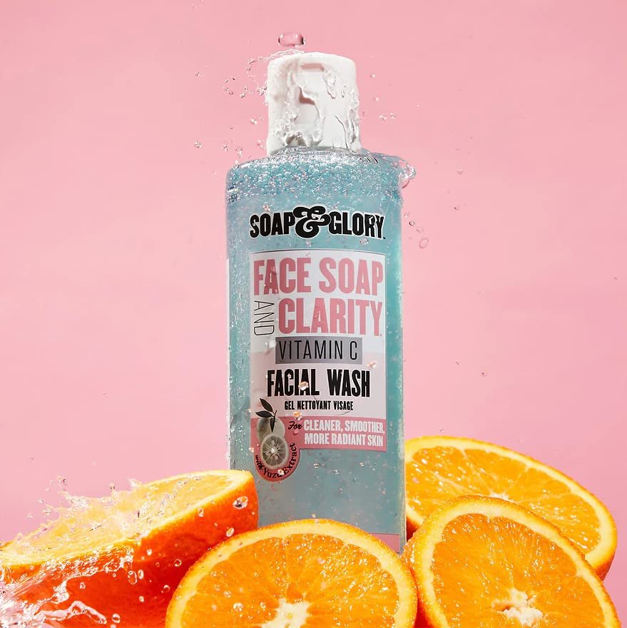 Soap & Glory Face Soap and Clarity Vitamin C Face Wash - 3 - in - 1 Exfoliating & Hydrating Facial Cleanser - 350ml/11.8oz - Ome's Beauty Mart