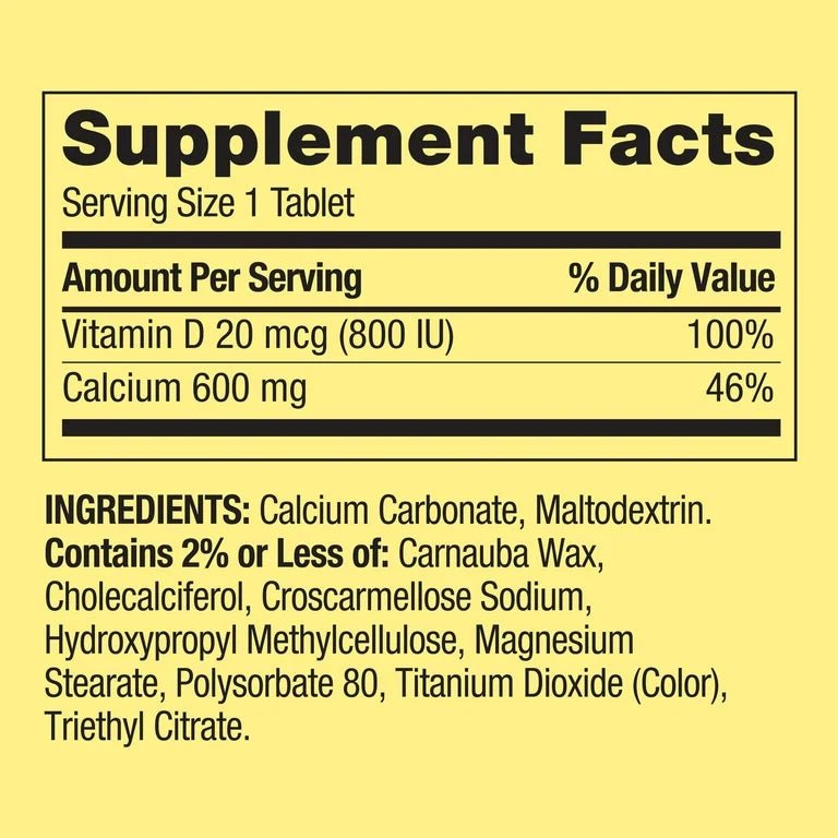 Spring Valley Calcium 600mg Plus Vitamin D3 800iu (20mcg), 250 Coated Tablets Exp 10/2025 - Ome's Beauty Mart