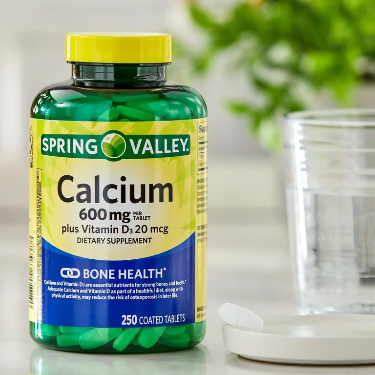 Spring Valley Calcium 600mg Plus Vitamin D3 800iu (20mcg), 250 Coated Tablets Exp 10/2025 - Ome's Beauty Mart