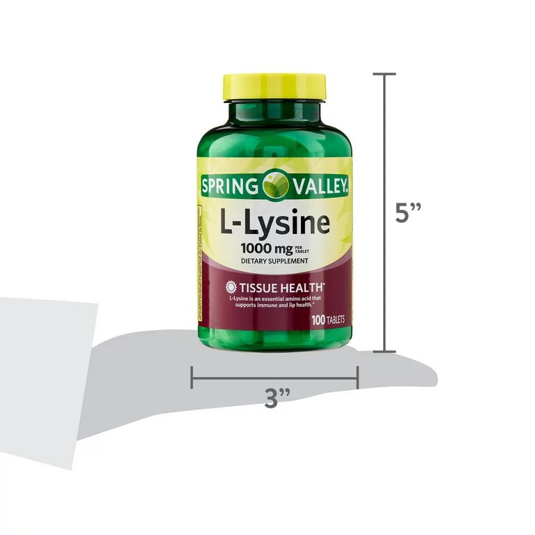 Spring Valley L-Lysine | Amino Acid Supplement | 1000 mg 100 Tablets - Ome's Beauty Mart